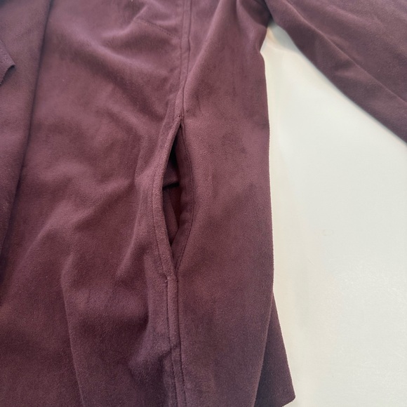Kit from the Kloth Vegan Suede Draped Jacket Burgundy  Women’s Size Small Petite - Picture 8 of 15
